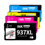 HP 937eXL לHP9730 סט 4 דיו חלופי מוגדל -מעודכן ומוכן לשימוש,שנתיים אחריות!